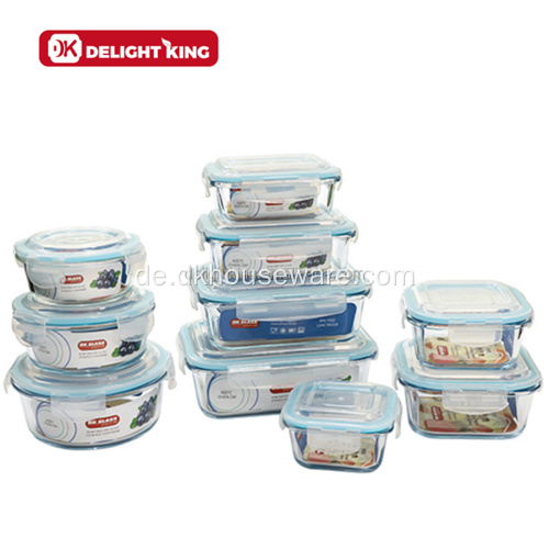 Hohe Borosilikat 10pcs Glas-Lebensmittel-Container-Lunchkasten